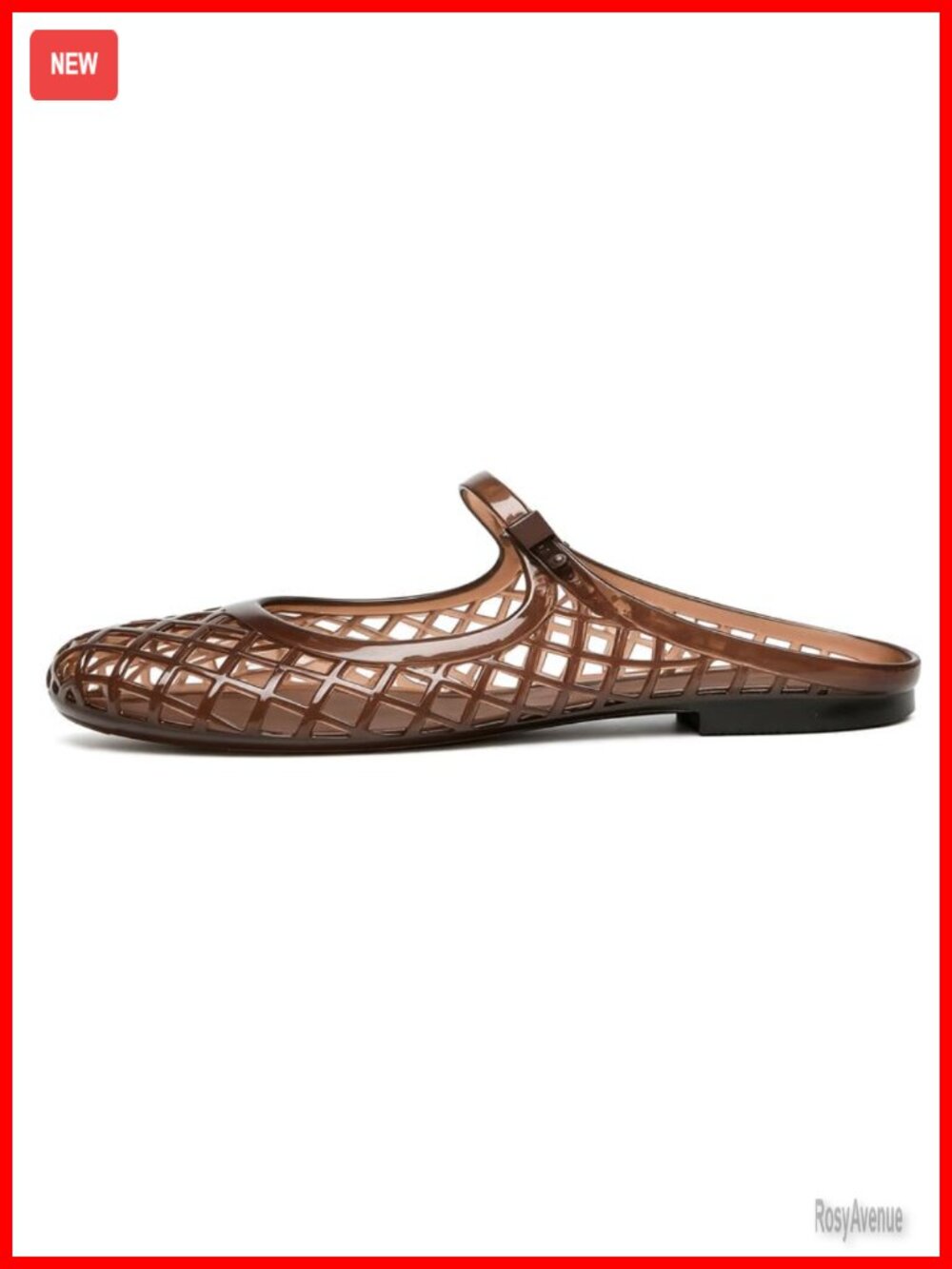 Clear Jelly Slide Sandals for Women Closed Toe Mary Jane Mules Breathable Mesh